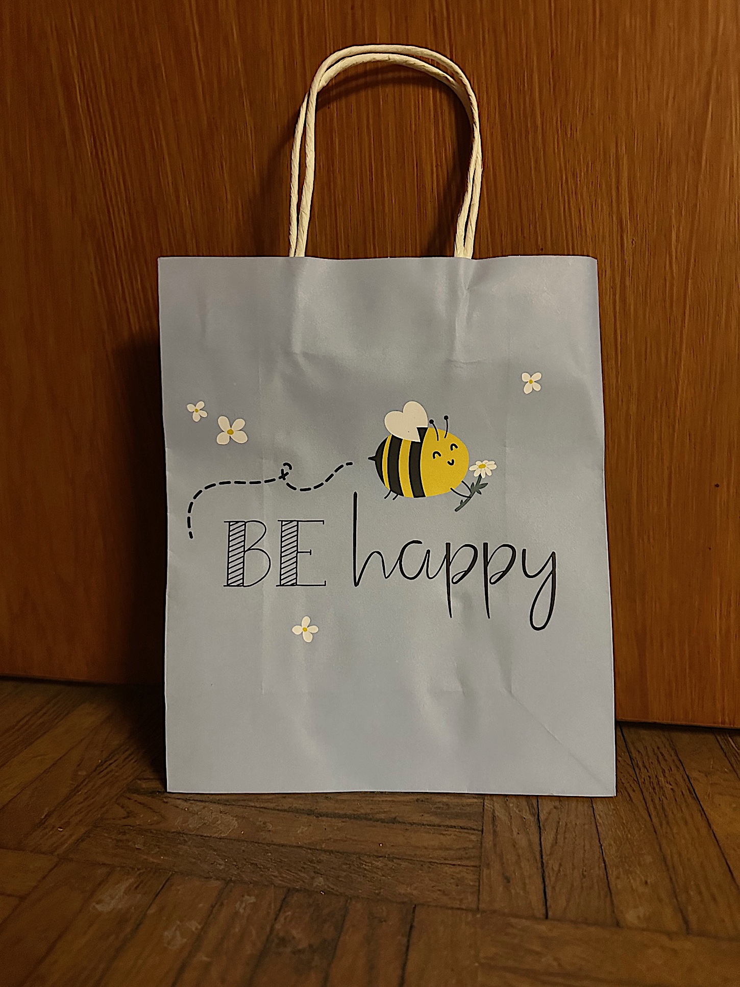 Geschenk Tasche „Be happy“ (ca 24 x 20 x 9 cm)